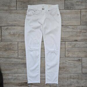 Rag & Bone Dre Low Rise Ankle Slim Boyfriend Jeans Women's White Stretchy 24